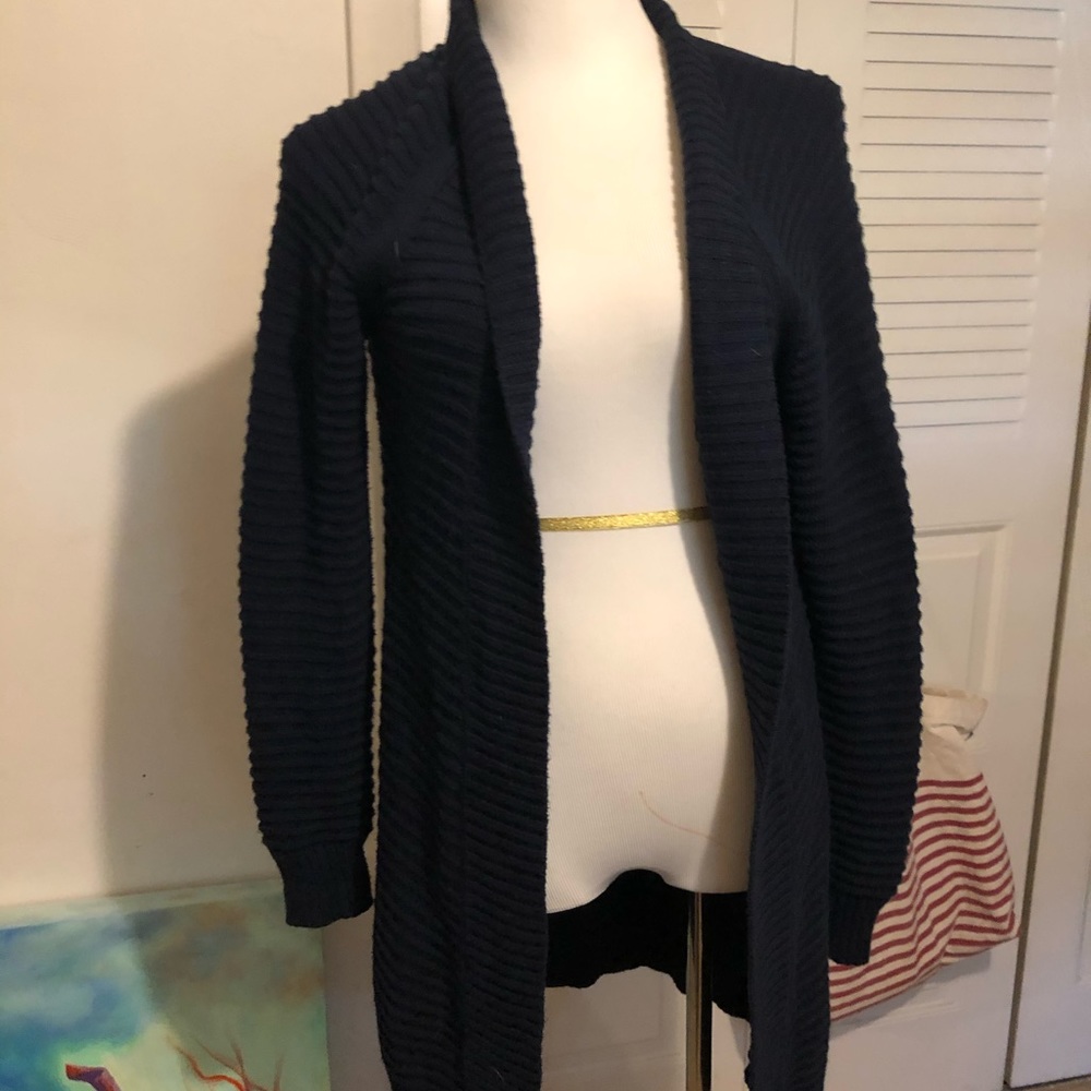 Jcrew navy ribbed cotton open sweater - Picture 3 of 8